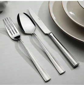 Resim Nehir Katre Sade 12 Kişilik 84 Parça Deri Kutulu Çatal Kaşık Bıçak Takımı Gümüş 