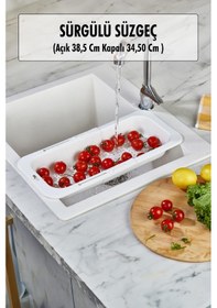Resim Lavoba İçi Sürgülü Açılır Kapanır Sebze Meyve Süzgeci Beyaz Açık 38,5 Cm Kapalı 34,50 Cm Çok Renkli 