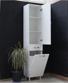 Resim Öz&Ce Sepetli Mdf Banyo Boy Dolabı 40 CM 