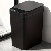 Resim 11L Siyah Banyo Çöp Kutusu Kapaklı, 2, 91 Galon Akıllı Sensör Çöp Kutusu, Yatak Odası, Banyo, Ofis, Oturma Odası için Küçük Akıllı Çöp Kutusu, Akıllı Sensör Çöp Kutusu, Siyah Akıllı Sensör Plastik Çöp Kutusu 