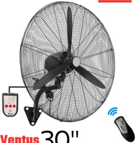 Resim Ventus 30" Vantilatör 200W Duvar Tipi Sanayi Tipi Endüstriyel Kablolu ve Uzaktan Kumandalı (75cm Çap) 
