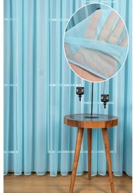 Resim Turkuaz Grek Tül Perde Petek Zemin 