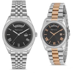 Resim Ferrucci Fc68744 Takvimli Çelik Kordon Sevgili Çift Kol Saati 