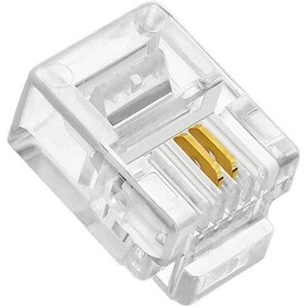 Resim 100 Adet Rj 11 2Pin Jak 6P2C Telefon Kablosu Için Konnektör Cat3 