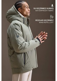 Resim Defacto Usb Isıtıcılı Su İtici Rüzgar Geçirmez Kapüşonlu Fermuarlı Kışlık Kayak Montu C7710ax25wnkh109 Haki-kh109 