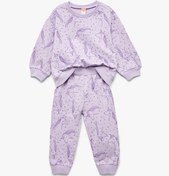 Resim Koton Unicorn Baskılı Pamuklu Şardonlu Eşofman Takımı Lila Desenli 6wmg10122ak Lila Desenli 