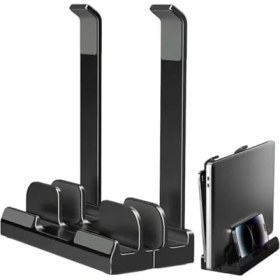 Resim Assess Store Laptop Stand Dikey ve Eğimli 3 Slotlu Ayarlanabilir Masaüstü Organizer Telefon Tablet Uyumlu Kaymaz Silikon Pedli Ergonomik Masa Düzenleyici Pvc Tpu Alaşım Siyah 