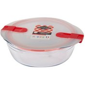 Resim Ocuisine Kırmızı Yuvarlak Cam Saklama Kabı 26x23 Cm 