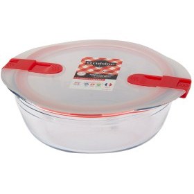 Resim Ocuisine Kırmızı Yuvarlak Cam Saklama Kabı 26x23 Cm 