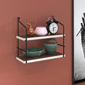 Resim Kenzlife Mutfak Banyo Duvar Rafı Junzi Mat Ceviz Suntalam 040 Y 40 G 15 D 2 Katlı Beyaz 