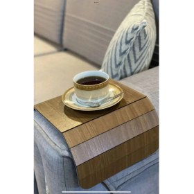 Resim Katlanabilir Ahşap Koltuk Kenarı Yan Sehpa Amerikan Servisi Kanepe Kenarı Portatif Koltuk Tepsisi 