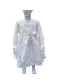 Resim Çikoby Kız Bebek Kendinden Gül Desenli Elbise-13877 Ekru 