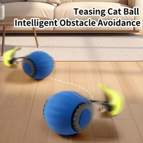Resim Teasing Cat Ball - Akıllı Engel Giderme, Titreşimli ve Yuvarlanan Kedi Oyuncakları Yapay Tüylerle, USB Şarj Edilebilir Pil, Kapalı Oyunlar İçin İdeal, Kedi Oyun Saati | Titreşimli Kedi Oyuncakları | Dayanıklı Kedi Oyuncakları 