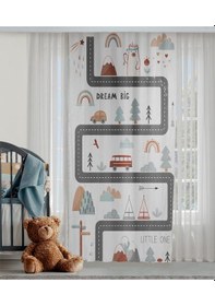 Resim İskandinav Yol Çift Kanatlı Çocuk Odası Fon Perde 