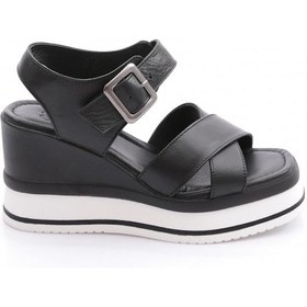 Resim Dgn 1012-24170 Kadin Çapraz Bantli Mega Kalin Taban Sandalet Siyah 
