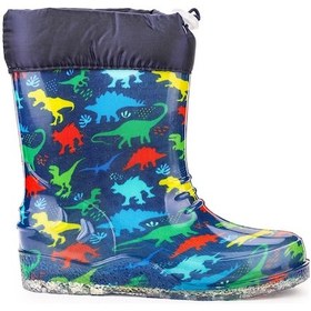 Resim Kiko Kids Savana Su Geçirmez Erkek Çocuk Yağmur Çizmesi Lacivert - Sarı 