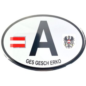 Resim BsElektronik Etiketçilere Özel Oval Arma A (AUSTRIA) Bayraklı Esnek Alüminyum Arma Sticker 