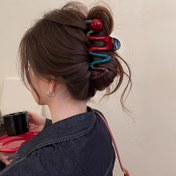 Resim Geniş Akrilik Saç Pençesi | Vintage Esintili Çok Renkli Spiral Tasarım | Dayanıklı Plastik | Topuzlar ve Stil için Güvenli Tutuş | Kadınlar İçin Moda Aksesuarı, Saç Aksesuarları 