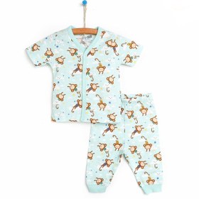 Resim HelloBaby Basic Erkek Bebek Baharlık Kısa Kol Çıtçıtlı Pijama Takımı 