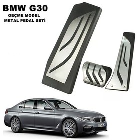 Resim Bmw 5 Serisi G30 M Sport 20i 2017-2023 Uyumlu Geçme Otomatik Pedal Seti Siyah Krom 