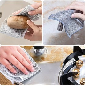 Resim Mainshop 10 Adet Tel Bulaşık Bezi Çizmez Bulaşık Teli Çelik Bez 20x20 Cm Çift Katmanlı M-602 Gri 
