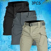 Resim 3 Parça Hafif ve Hızlı Kuruyan Taktiksel Outdoor Şort Seti, Nefes Alabilen Esnek Bel Kargo Pantolon - Yürüyüş ve Günlük Kullanım İçin Çok Cepli 