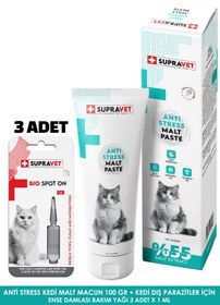 Resim Supravet Sakinleştirici Kedi Malt Macun 100 Gr + Kedi Dış Parazit Bakım Yağı Damlası 3 ADET 