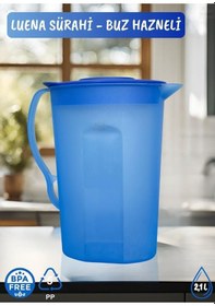 Resim Luena Sürahi Pp-5 Kokusuz Sürahi Soğutuculu Mavi Sürahi Bpa Free 2,1 L 