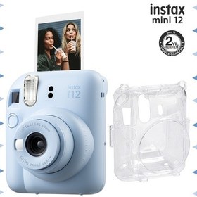 Resim Fujifilm Instax Mini 12 Fotoğraf Makinesi + Şeffaf Kılıf Seti Mavi 