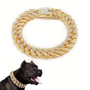 Resim Köpek Kolyesi Kedi Zinciri Kolyesi Kristal ve 1.25Cm Geniş Perro Rap Hip Hop Küba Evcil Hayvan Aksesuarları 1 adet Küçük Köpek için 