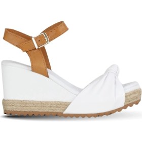 Resim Bueno Shoes Beyaz Taba Deri Kadın Dolgu Topuklu Sandalet 14WS72300 14WS72300 