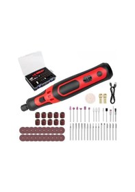 Resim Fortunelane 3 Hızlı Usb Şarjlı Mini Döner Aleti, 63 Aksesuarlı Taşlama-parlatma-kesme Seti, Dıy El İşleri İçin Siyah-kırmızı Pil 