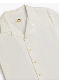 Resim Koton Pamuklu Düğme Detaylı Kısa Kollu Basic Gömlek Beyaz 5skb60002tw Beyaz 