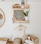 Resim Montessori Çocuk Odası Duvar Rafı Ahşap Kitaplık Raf 2 Adet 50 Cm 
