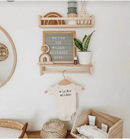 Resim Montessori Çocuk Odası Duvar Rafı Ahşap Kitaplık Raf 2 Adet 50 Cm 