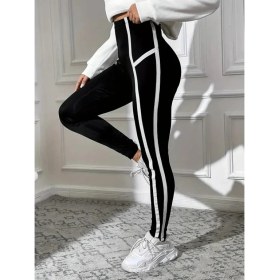 Resim Gökyüzü Moda Kadın Yan Çift Şerit Detaylı Toparlayıcı Egzersiz Dalgıç Tayt 