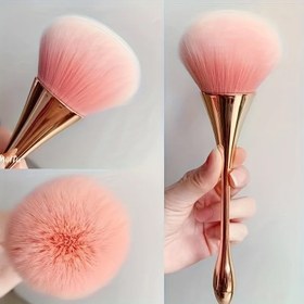 Resim Gül Altın Akrilik Saplı Pudra Allık Fırçası - Parfümsüz, Tüm Cilt Tipleri İçin, Kusursuz Uygulama İçin Polyester Kıllar, Saplı 