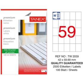 Resim Tanex Tw-2059 Laser Etiket 100'lü Paket 