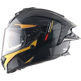 Resim Axor Brutale Kryptıc Full Face Kapalı Kask Parlak Sarı - Siyah 