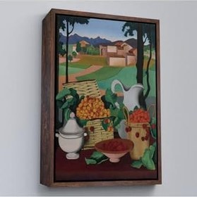 Resim Ahşap Çerçeveli Auguste Herbin Kirazlar Tablosu Altın 55 X 75, TTÇ.KNV7354FRM 