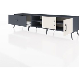 Resim Hyperion Tv Ünitesi 2 Raflı Tek Çekmeceli 2 Kapaklı 220x44x51 Antrasit-aytaşı/antrasit Aytası/antrasıt - Antrasıt 