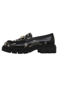 Resim Dogo Kadın Vegan Deri Siyah Loafer - Supper BlackWhite Tasarım 