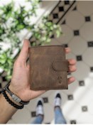 Resim Visso leather Visso 112 Isme Özel Dıştan Kilitli Bozuk Para Cepli Fermuarlı Deri Cüzdan Çanta Bay Kahve 