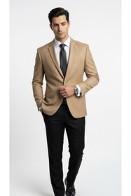 Resim Plus Scorpion Erkek Blazer Ceket Twill Dokuma Likralı Notch Yaka 1 Düğmeli Çift Yırtmaçlı Slim Fit 