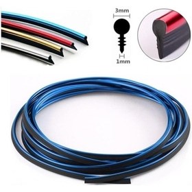 Resim Parlak Mavi Nikelajlı Trim Fitilli Torpido Şeridi Araç Içi Ip Şerit Balık Sırtı 5 Metre 