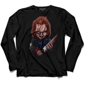 Resim Kendim Seçtim Erkek Chucky Charles Lee Ray Oyuncak Bebek Bıçak Uzun Kollu T-Shirt 