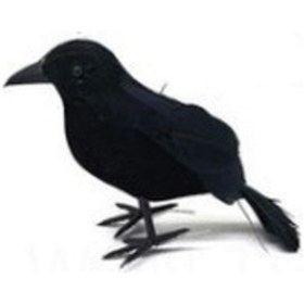 Resim Neevoyu Halloween Sihirli Atmosfer Oluşturucu Yumuşak Tüy Karga Figürü - Pencere/kitaplık Dekorasyonu - 18x8.9cm, 12g 