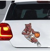 Resim Ayı Bir Basketbol Oyuncusu Kendinden Yapışkanlı Çıkartma Araba Plakası Su Geçirmez Oto Dekorları B-20cm-longest Side 
