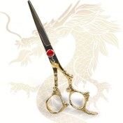 Resim Dragon Totem 6 İnç Paslanmaz Çelik Saç Kesme Makasları Pürüzsüz Jilet Kenar Bıçaklarıyla - Salon Berber ve Kişisel Kullanım İçin Uygun 