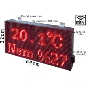 Resim Ledmer 32X64CM Wi-Fi Kontrollü Saat Tarih Sıcaklık Nem Göstergesi 